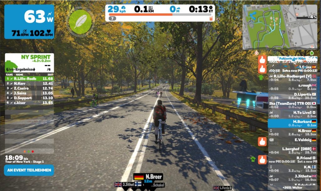 Zwift freie Fahrt